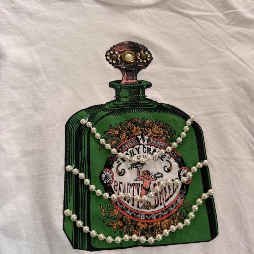 Zara White Perfume Graphic Baby Tee - Picture 3 of 5